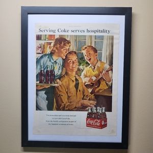 Framed Vintage  Coca-Cola Ad From 1942 Women's Day Magazine 12x16 Black Frame